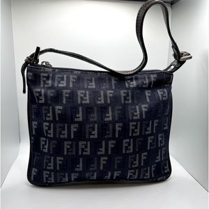 A Beautiful Vintage Fendi Denim Monogram Shoulder Bag in EUC..